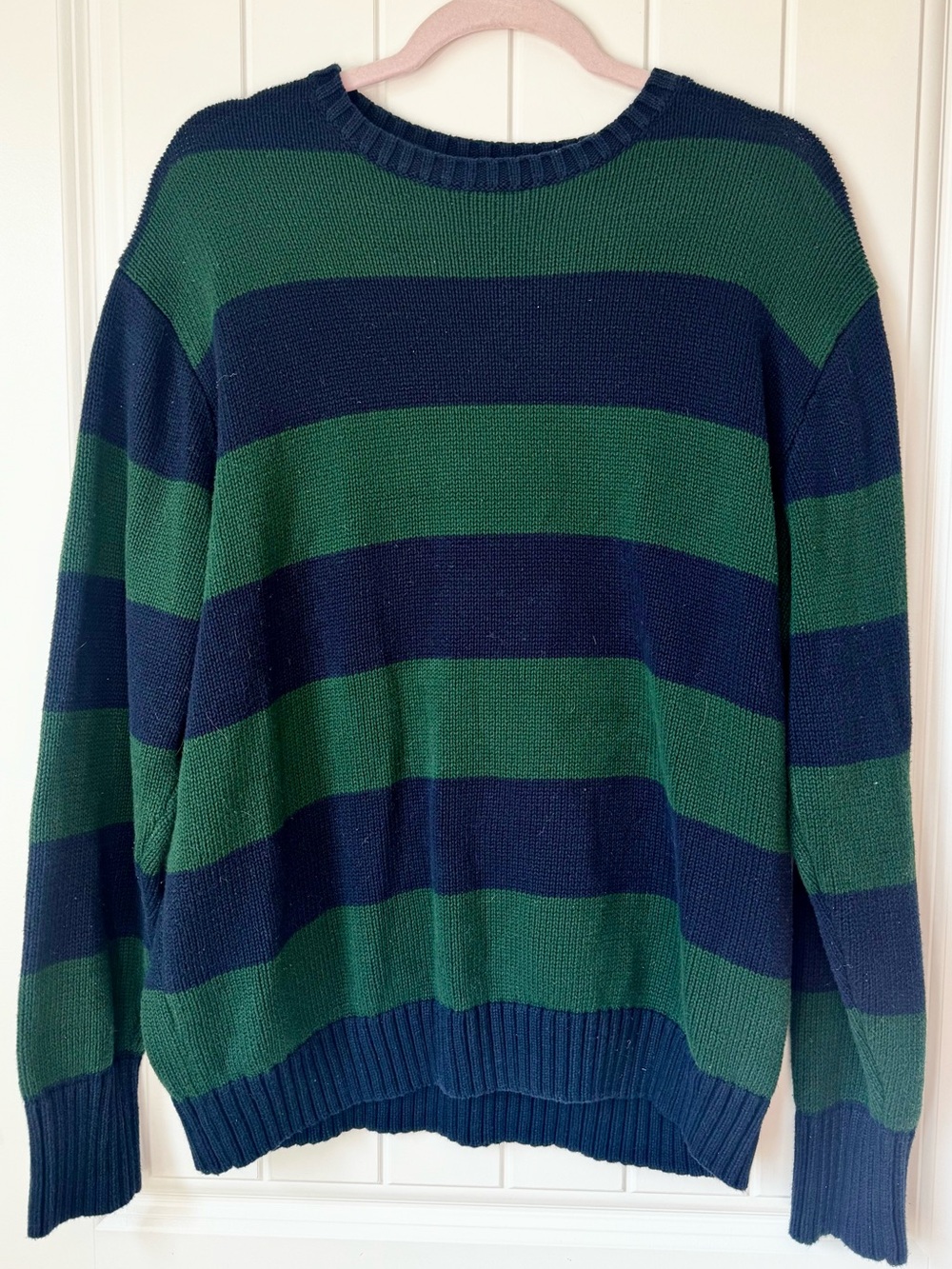 Brandy Melville Navy & Green Striped Crewneck Sweater